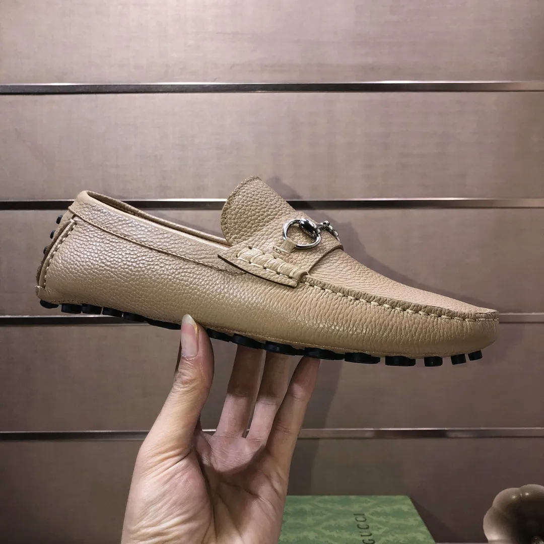 Men's Men's Shoes💰420💰[Gucci GUCCI] (High-end Niuli) New 🍀Gucci*-Gucci Peas Shoes! Made of imported original cowhide, the inner top layer is comfortable cowhide lining! Original wear-resistant rubber outsole! High quality products! Code number 38-44!